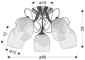 Lustră aplicată AMBA 5xE27/40W/230V