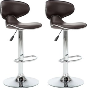 vidaXL Scaune de bar, 2 buc., maro, piele ecologică