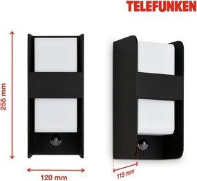 Aplică de exterior cu senzor Telefunken 321105TF 1xE27/12W/230V IP44 negru