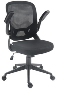 HOMCOM  Scaun de Birou Ergonomic Pivotant cu Înălțime Reglabilă, Scaun de Birou cu Balansoar și Țesătură din Plasă Respirabilă, 59x58x96-106 cm, Negru