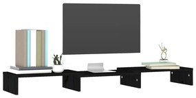 Stand pentru monitor, negru, 80x24x10,5 cm, lemn masiv de pin 1, Negru, 80 x 24 x 10.5 cm
