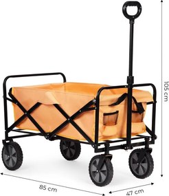 Cărucior de transport pliabil 100 kg – cărucior de grădină și plajă cu roți Portocalie