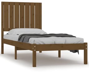 3104376 vidaXL Cadru de pat mic single, maro miere, 75x190 cm, lemn masiv