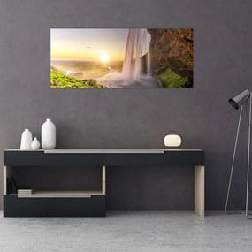 Tablou - Seljalandsfoss din spatele peșterii (120x50 cm)