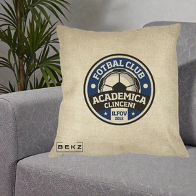 Perna Personalizata Academica Clinceni Fotbal Club, 40x40 cm, Crem, Husa Detasabila, Perna Inclusa, BEKZ®