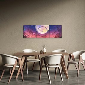 Tablou - Femeie și câine pe lună plină (cu ceas) (90x30 cm)