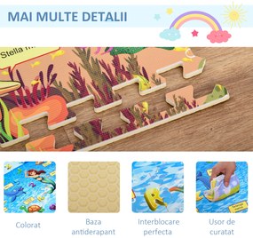 HOMCOM Covoras Puzzle 24 Piese Impermeabil Antiderapant din EVA | Aosom Ro
