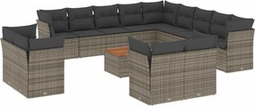 vidaXL Set mobilier de grădină cu perne, 14 piese, gri, poliratan