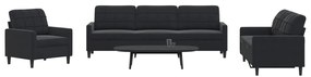 vidaXL Set de canapele cu perne, 4 piese, negru, catifea