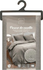Lenjerie de pat gri din bumbac pentru pat dublu/extinsă cu 3 piese 240x220 cm Meline – douceur d'intérieur