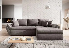 Colțar extensibil dumonde cu ladă de depozitare si sezut confortabil din spuma high-density, Loana Enjoy Kaki 270x185 cm