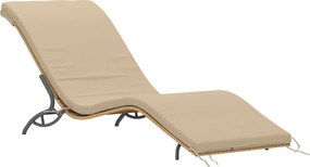 Outsunny Șezlong din poliratan, șezlong de grădină cu pernă, rezistent la intemperii, capacitate 120 kg, 166 x 63 x 76 cm, Bej | Aosom Romania