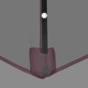 Outsunny Umbrelă de Grădină Inclinabilă Ø265 cm cu 32 Lumini LED Solare și Manivelă, Umbrelă de Exterior cu 8 Spițe, din Oțel și Poliester, pentru Patio, Curte, Balcon, Terasă, Gri | Aosom Romania