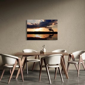 Tablou - Rider pe un cal la apus de soare (90x60 cm)