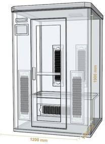 Infračervená sauna/ tepelná kabína Oslo s plnospektrálnymi žiaričmi a drevom Hemlock