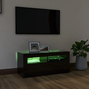 Comoda TV cu lumini LED, negru extralucios, 90x35x40 cm 1, negru foarte lucios