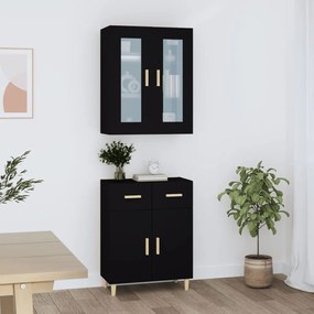 Dulap inalt, negru, 69,5x34x180 cm, lemn prelucrat