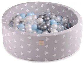 Piscina uscata cu 250 de bile (Babyblue, Alb perlat, Silver, Transparent) MeowBaby  , Frozen, 90x30 cm, Gri deschis