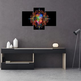 Tablou - Bustul lui Buddha în culori neon (90x60 cm)