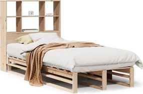 vidaXL Pat cu bibliotecă fără saltea, 90x200 cm, lemn masiv