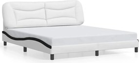 vidaXL Cadru de pat fără saltea Hvar alb și negru 180x200cm piele artificială