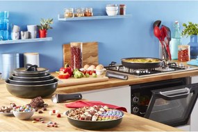 Set de tigaie Tefal Ingenio Easy Cook & Clean L1539053, 10 piese, mânere detașabile, acoperire antiaderentă, Thermo Signal, negru