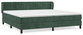 3131102 vidaXL Pat box spring cu saltea, verde închis, 200x200 cm, catifea