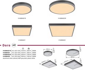 Plafoniera LED aluminiu argintiu, MDF gri DORO 30x30cm