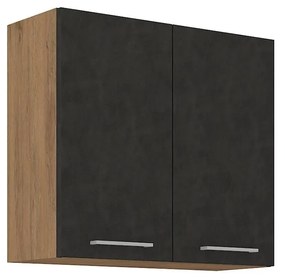 Dulap superior de bucătărie Bronte 80 G 72 2F (stejar lancelot + matera). 1058628
