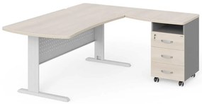 Statie de lucru de colt Manager 180 x 160 cm, dreapta, salcâm deschis / gri