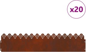 vidaXL Borduri pentru gazon 20 pcs Ruginit 103 x 0,05 x 22 cm