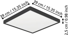 Plafonieră LED FUEVA Eglo 901305-LED, 17,5 W, 230 V, 2700/4000/6500 K, 39 x 39 cm, negru