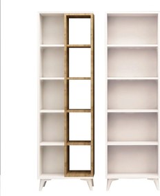 Biblioteca POTENZA, stejar/alb, PAL melaminat, 100x25x162 cm