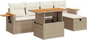 vidaXL Set canapele de grădină cu perne, 6 piese, bej, poliratan