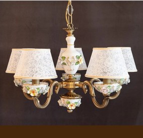 Lustra design italian cu 5 brate din alama si portelan colorat 9961