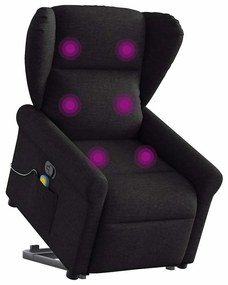 vidaXL Fotoliu rabatabil de masaj, cu ridicare, negru, material textil
