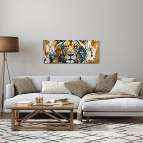 Tablou - pictură în ulei abstractă cu leu (120x50 cm)
