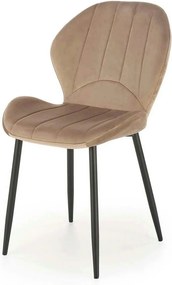 Scaun K538, bej/negru, stofa catifelata/metal, 48x57x85 cm
