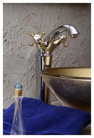 Baterie argintiu-lucioasă/aurie pentru chiuvetă înaltă Antea – Sapho