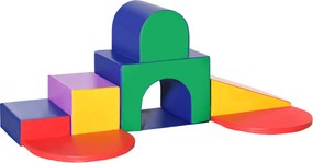 HOMCOM Set de Joc pentru Copii 1-3 Ani cu 7 Blocuri Multicolor în PU și EPE, 170x130x40 cm | Aosom Romania