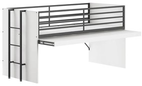 Pat pentru copii alb înalt cu somieră 90x200 cm Sam – Vipack