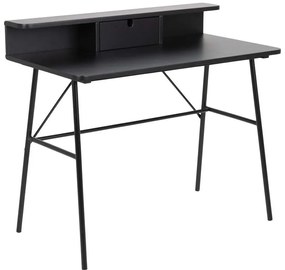 Birou cu raft si sertar DURANGO 100x55 cm, negru