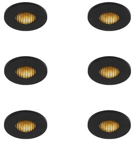 Set de 6 spoturi încastrate moderne pentru baie negre IP54 - Shed Honey