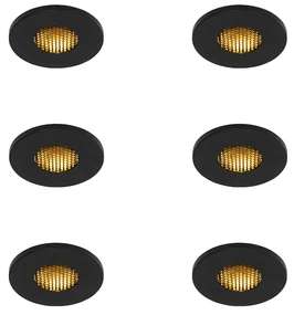 Set de 6 spoturi încastrate moderne pentru baie negre IP54 - Shed Honey