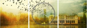 Tablou peisajului pictat cu sediul (cu ceas) (90x30 cm)