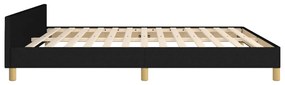 Cadru de pat cu tablie, negru, 180x200 cm, textil Negru, 180 x 200 cm, Cu blocuri patrate