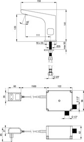 HIACYNT Baterie pentru chiuvetă, fără contact direct, cu reglarea temperaturii - 230/6V Finisaj: Negru BQH_N29V