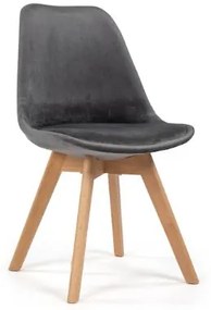 Scaun de sufragerie din catifea stil scandinav Grey Glamor