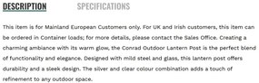 Stalp iluminat exterior traditional IP44 Conrad