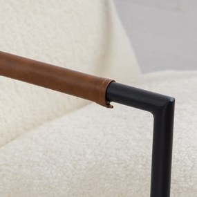 HOMCOM Fotoliu de salon, fotoliu auxiliar tapițat în țesătură bouclette, șezut lat și structură din oțel, 77x91x80cm, crem | Aosom Romania